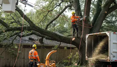 Emergency tree service crew clearing storm-damaged trees in Greenville, NC
