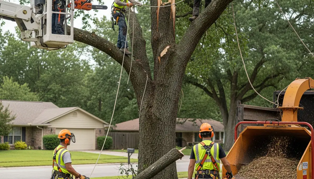 Emergency tree service crew clearing storm-damaged trees in Greenville, NC