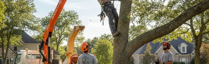 Tree service crew in Greenville, NC providing professional tree removal and trimming for homeowners