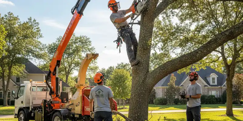 Tree service crew in Greenville, NC providing professional tree removal and trimming for homeowners