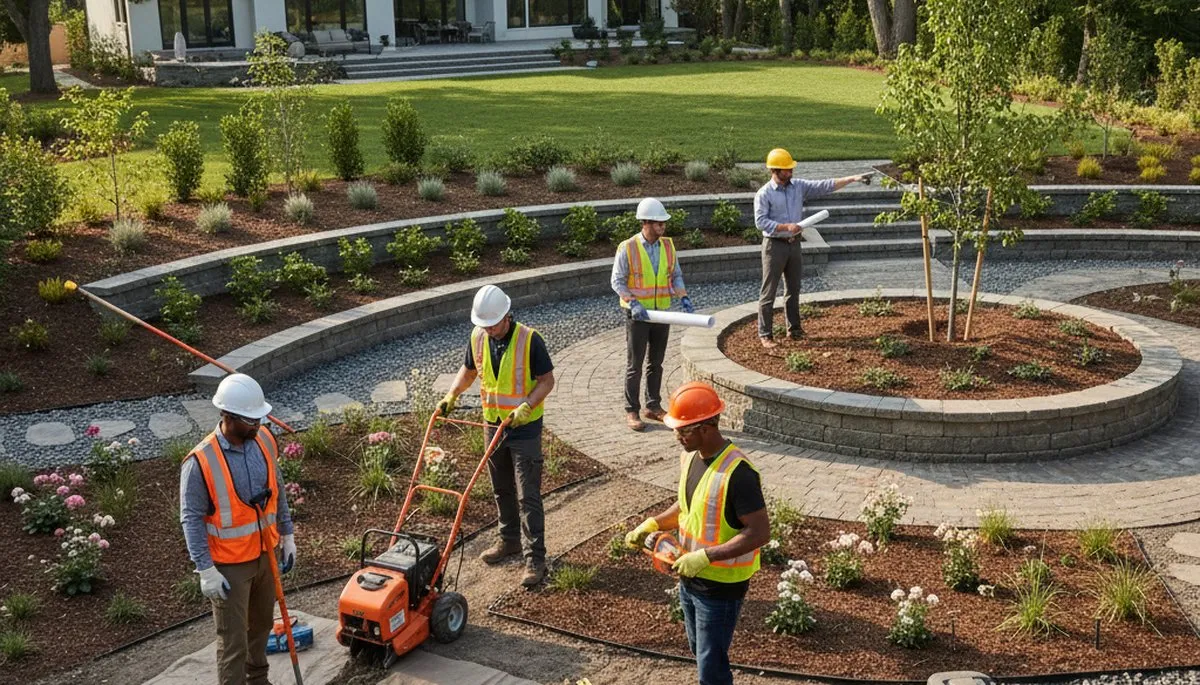 Greenville, NC tree service crew providing landscape design and arbor care for local properties