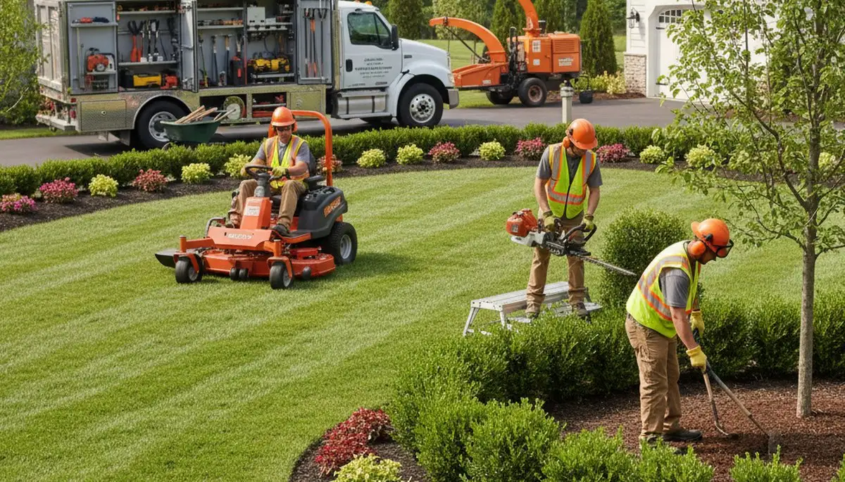 Greenville, NC landscaping crew shaping planting beds for Arbor Tree Care services