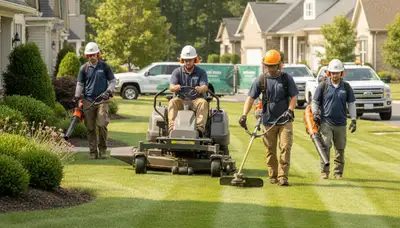 Greenville, NC tree service team providing lawn care and yard maintenance for a clean, healthy property
