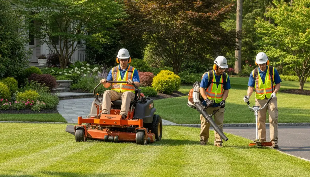 Tree service crew in Greenville, NC providing lawn care and yard maintenance