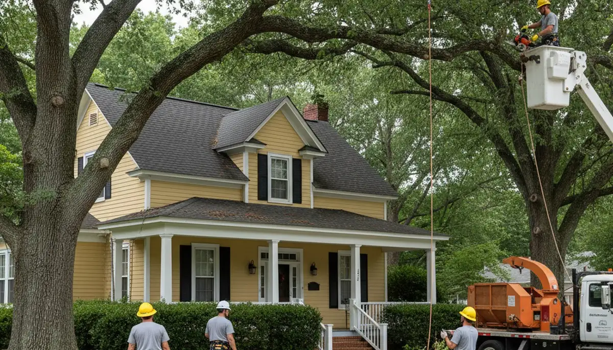Tree service crew in Greenville, NC providing professional tree trimming and removal services