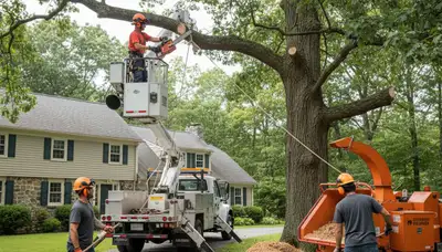 Tree service crew in Greenville, NC providing professional tree trimming and removal services