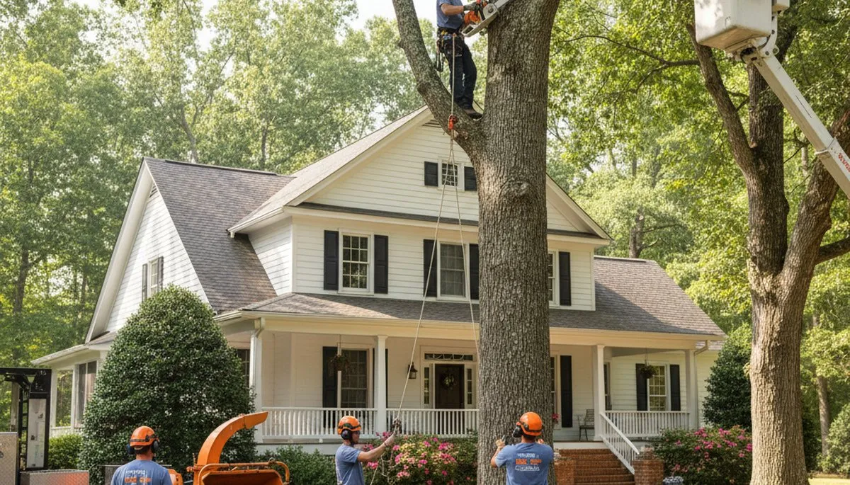 Tree service crew in Greenville, NC providing professional tree trimming and removal services