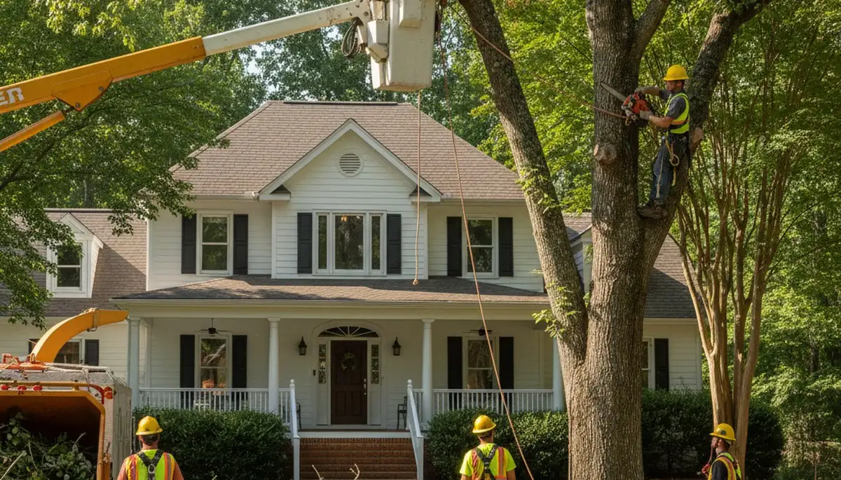 Tree service crew in Greenville, NC providing professional tree trimming and removal services