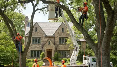 Tree service crew in Greenville, NC providing professional tree removal and trimming services