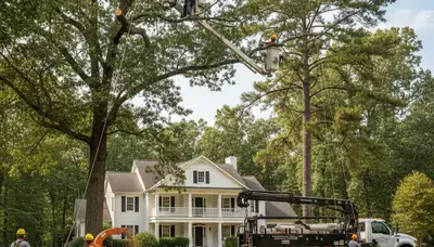 Tree service crew in Greenville, NC providing professional tree care for local properties