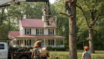 Tree service crew in Greenville, NC providing professional tree care for local homes and businesses