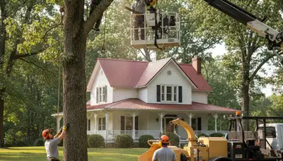 Tree service crew in Greenville, NC providing professional tree care and removal for local properties