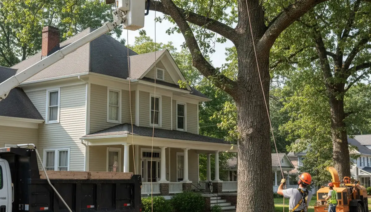Tree service crew in Greenville, NC providing professional tree trimming and removal services