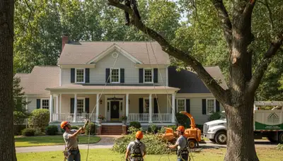 Tree service crew in Greenville, NC providing professional tree removal and trimming services
