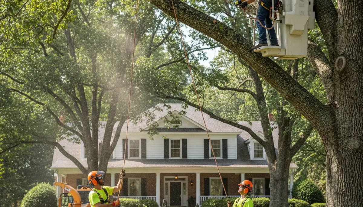Tree service crew in Greenville, NC providing professional tree care for homes and businesses