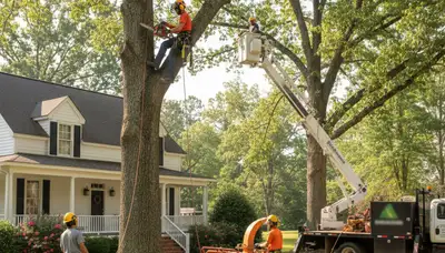 Tree service crew in Greenville, NC providing professional tree care for homes and businesses