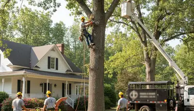 Tree service crew in Greenville, NC providing professional tree trimming and removal services