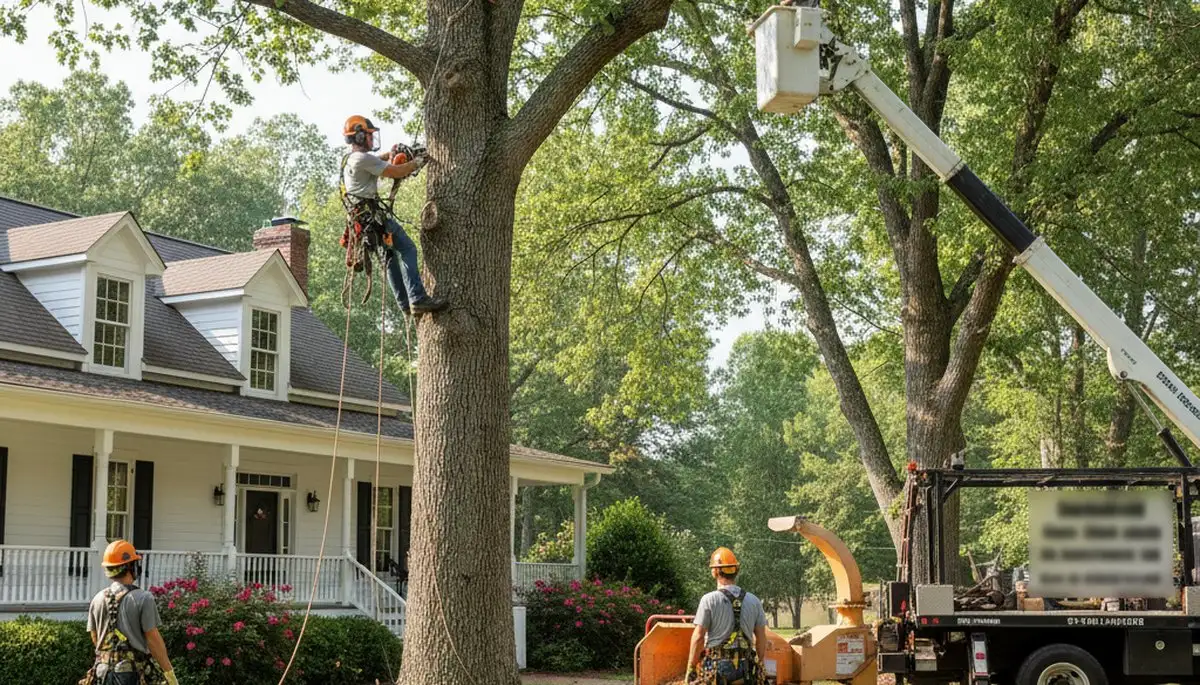 Tree service crew in Greenville, NC providing professional tree care for local properties