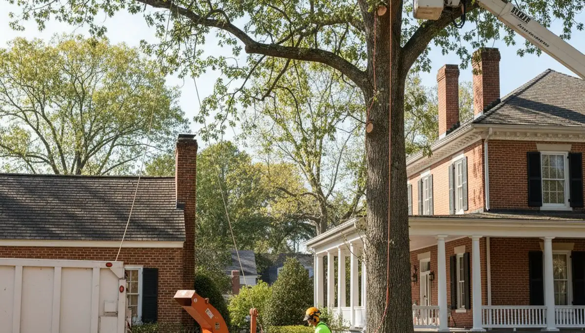 Tree service crew in Greenville, NC providing professional tree removal and trimming services