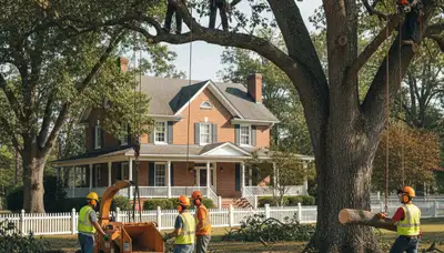 Tree service crew in Greenville, NC providing professional tree removal and trimming services
