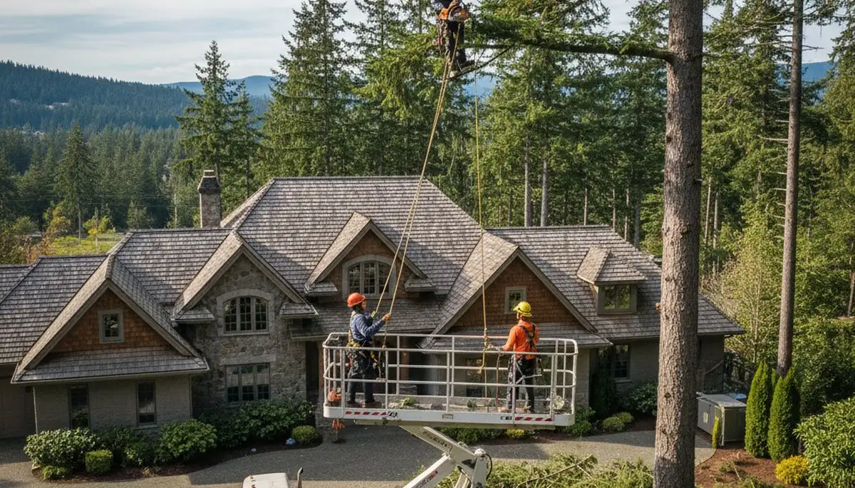 Tree service team in Greenville, NC providing professional tree care and removal for local properties