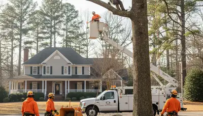 Tree service crew in Greenville, NC providing professional tree trimming and removal services