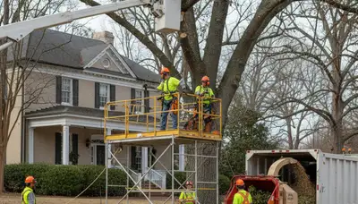 Tree service crew in Greenville, NC providing professional tree removal and trimming services